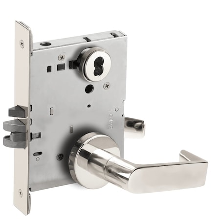 Schlage Grade 1 Entrance Office Mortise Lock, Schlage FSIC Less Core, 06 Lever, A Rose, Bright Chrome Finish L9050J 06A 625